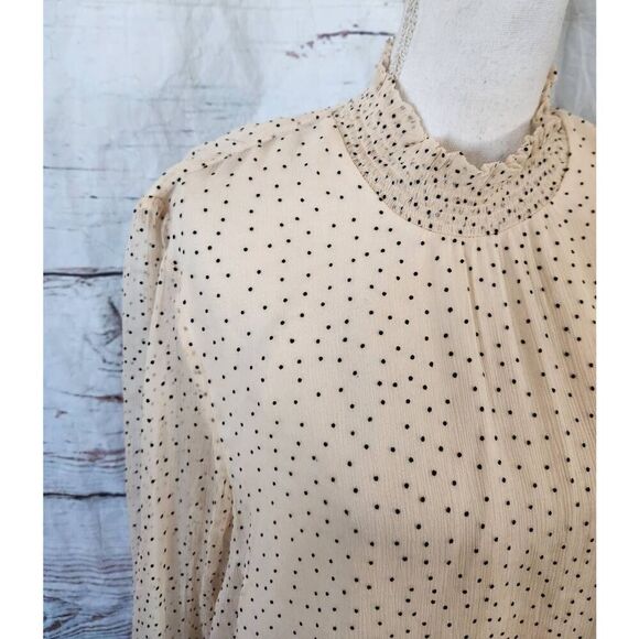 Sundance Gentle Days Smocked Polka Dot Blouse Size Large - Picture 4 of 6